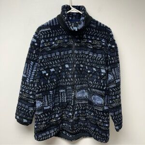 Columbia Full Zip Fleece Black Blue Gray Aztec Women s Size Small Read Descript